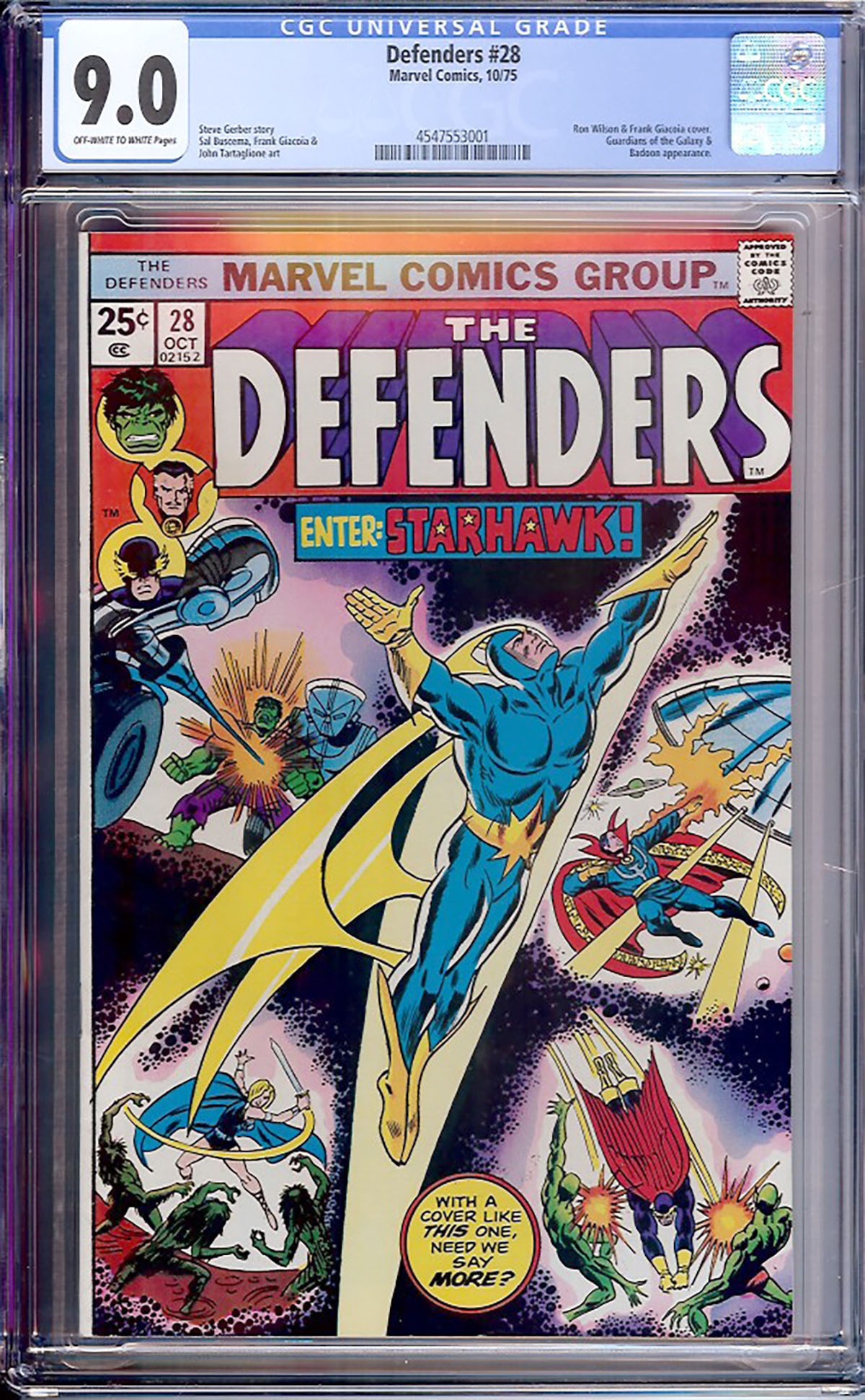 Defenders #28 CGC 9.0 ow/w