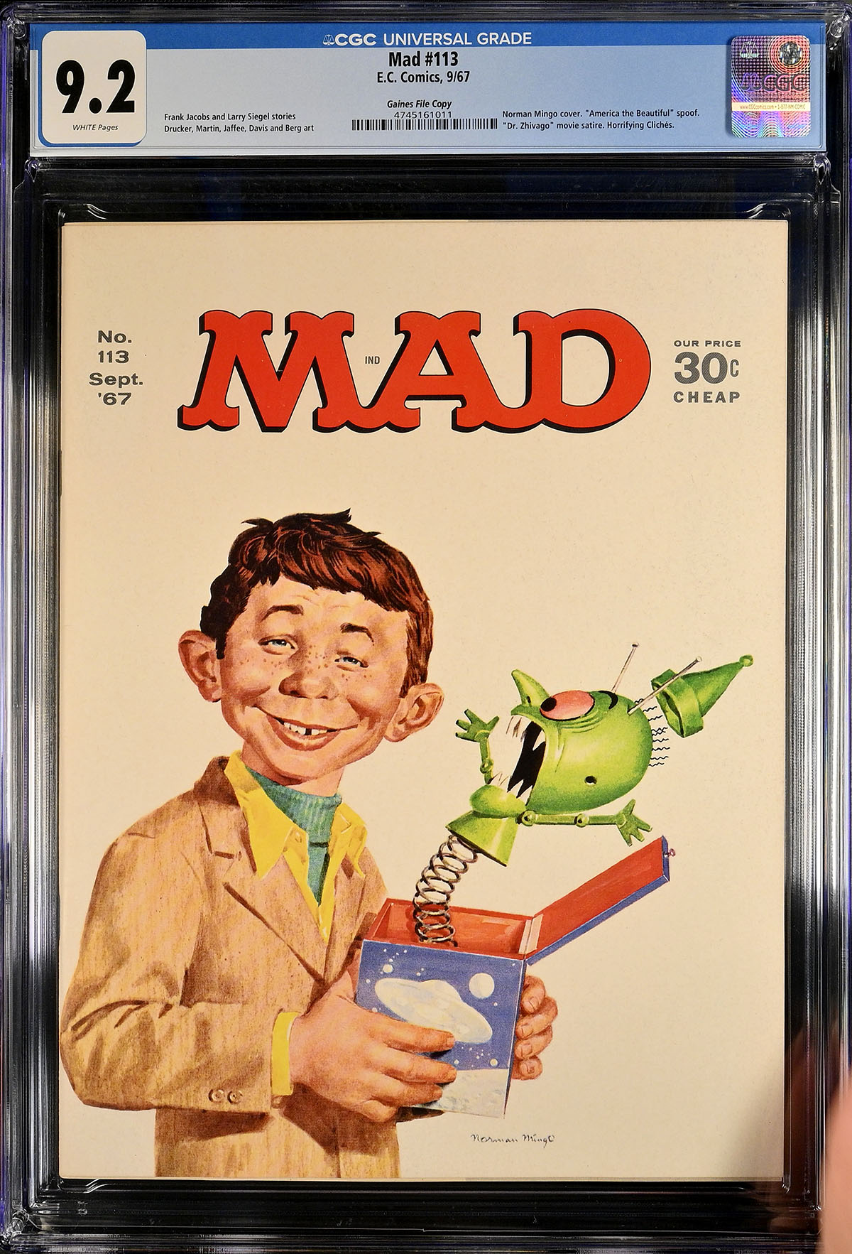 Mad #113 CGC 9.2 w Gaines File Copy