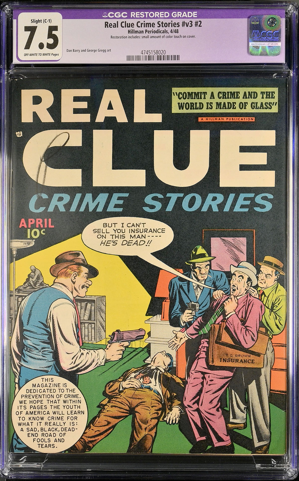 Real Clue Crime Stories Vol 3 #2 CGC 7.5 ow/w