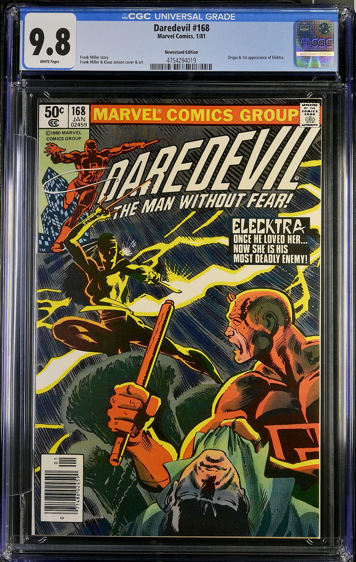 Daredevil #168 CGC 9.8 w Newsstand Edition