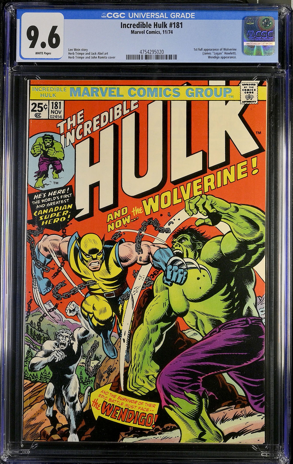 Incredible Hulk #181 CGC 9.6 w