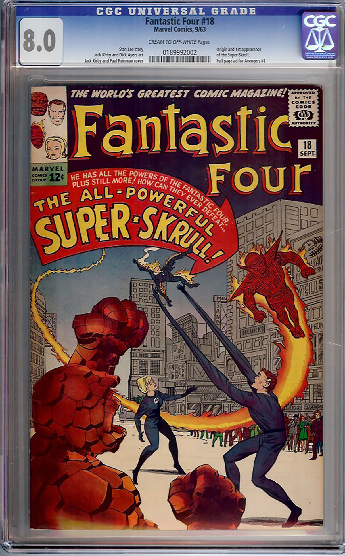 Fantastic Four #18 CGC 8.0 cr/ow