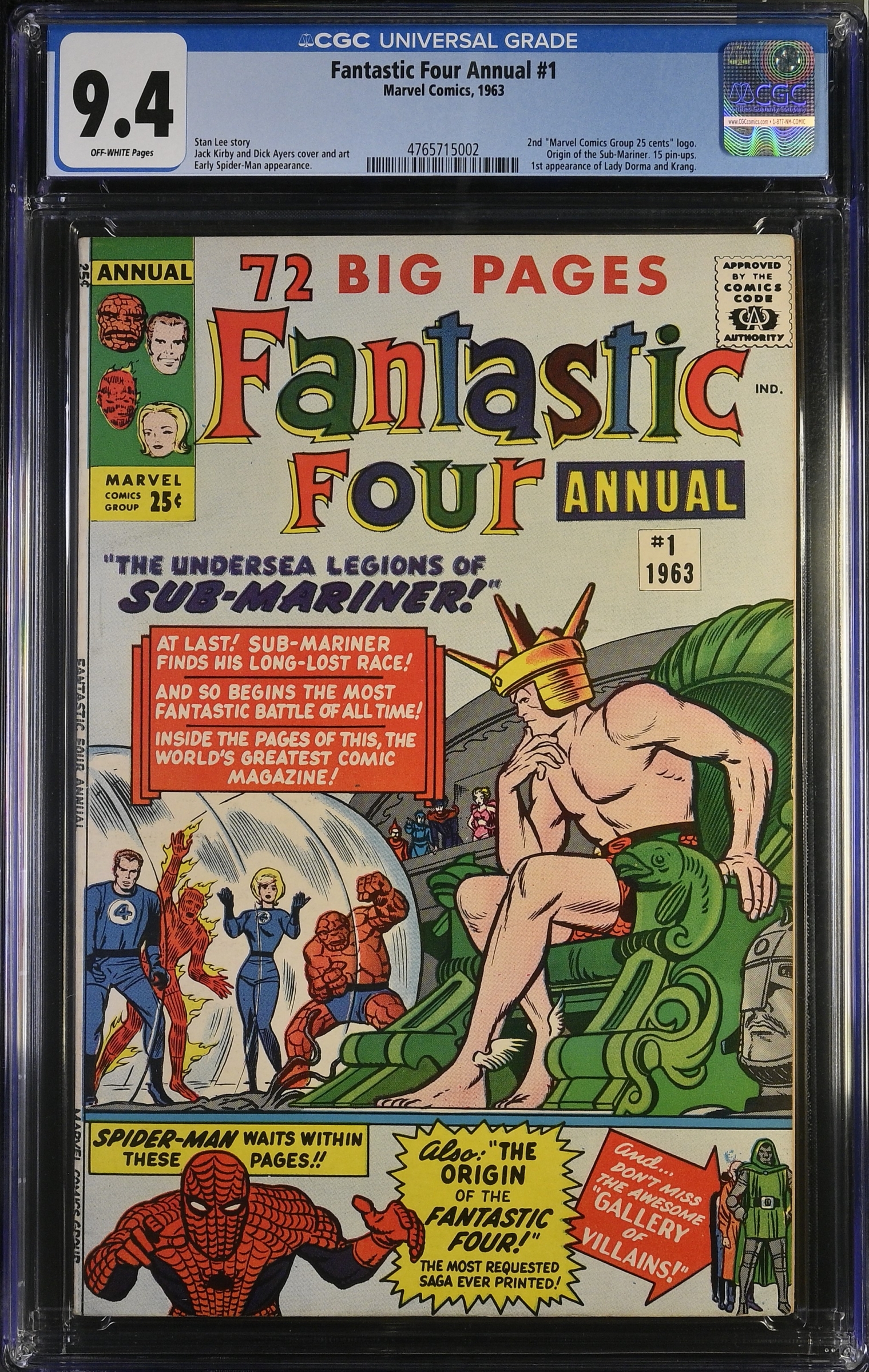 Fantastic Four Annual #1 CGC 9.4 ow