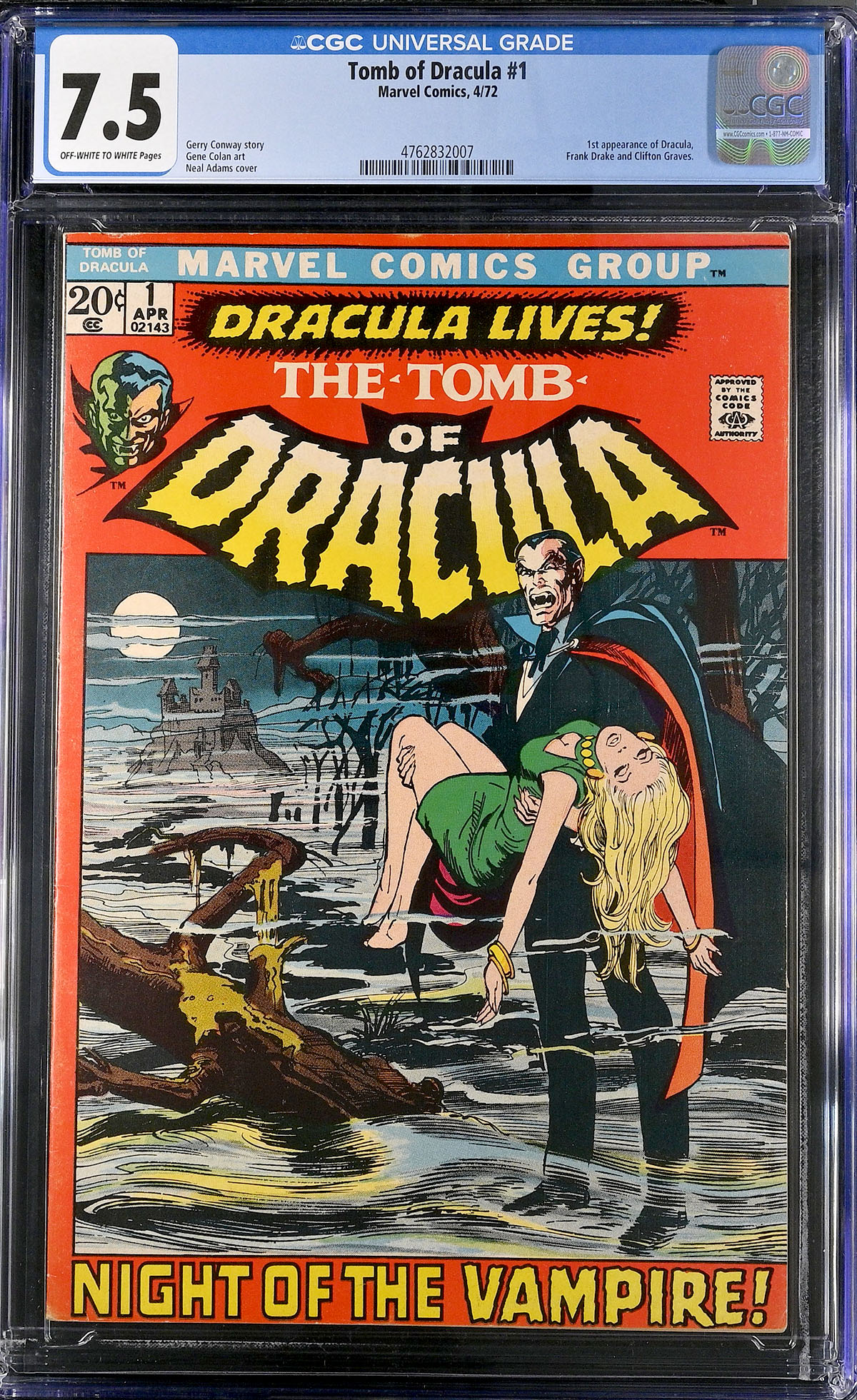 Tomb of Dracula #1 CGC 7.5 ow/w
