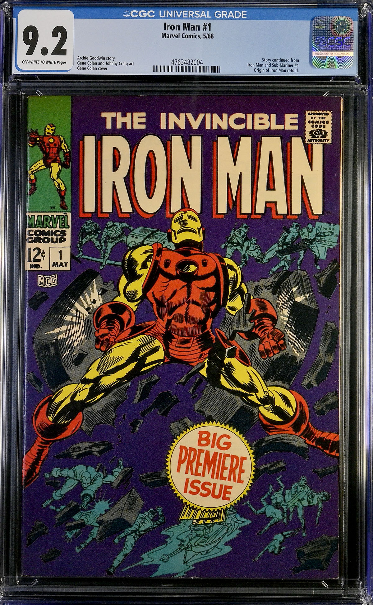 Iron Man #1 CGC 9.2 ow/w