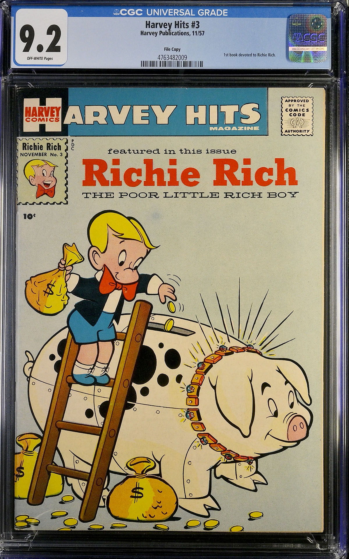 Harvey Hits #3 CGC 9.2 ow File Copy