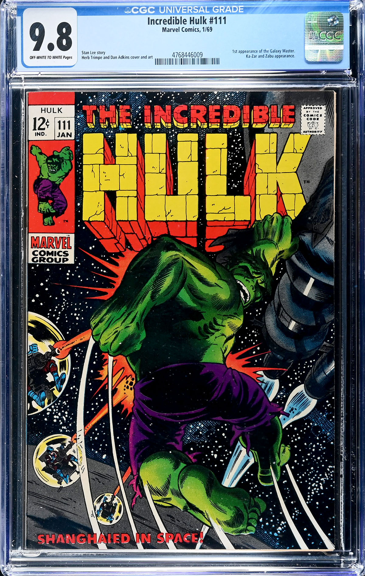Incredible Hulk #111 CGC 9.8 ow/w