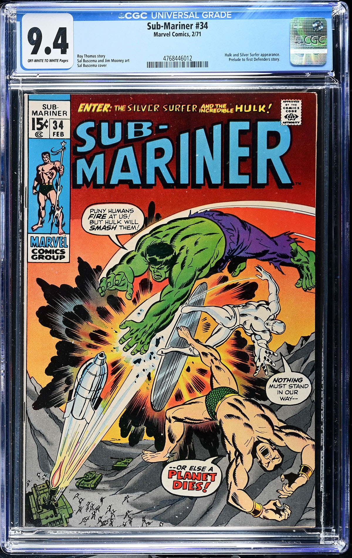 Sub-Mariner #34 CGC 9.4 ow/w