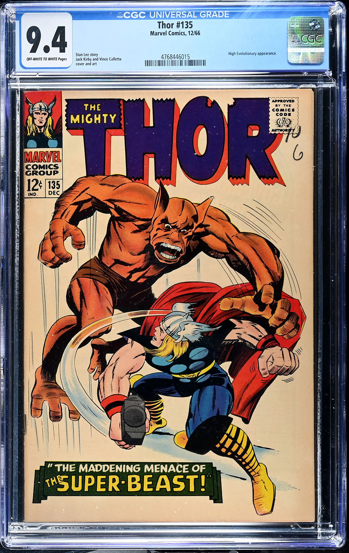 Thor #135 CGC 9.4 ow/w