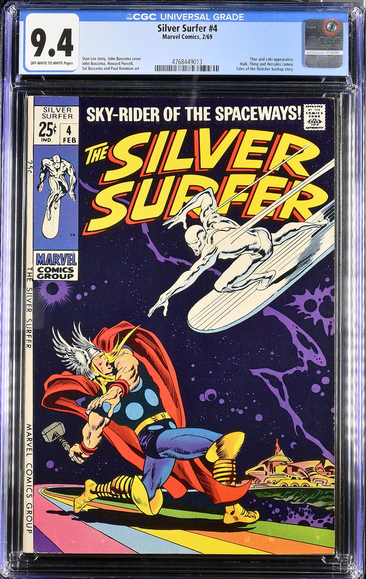 Silver Surfer #4 CGC 9.4 ow/w