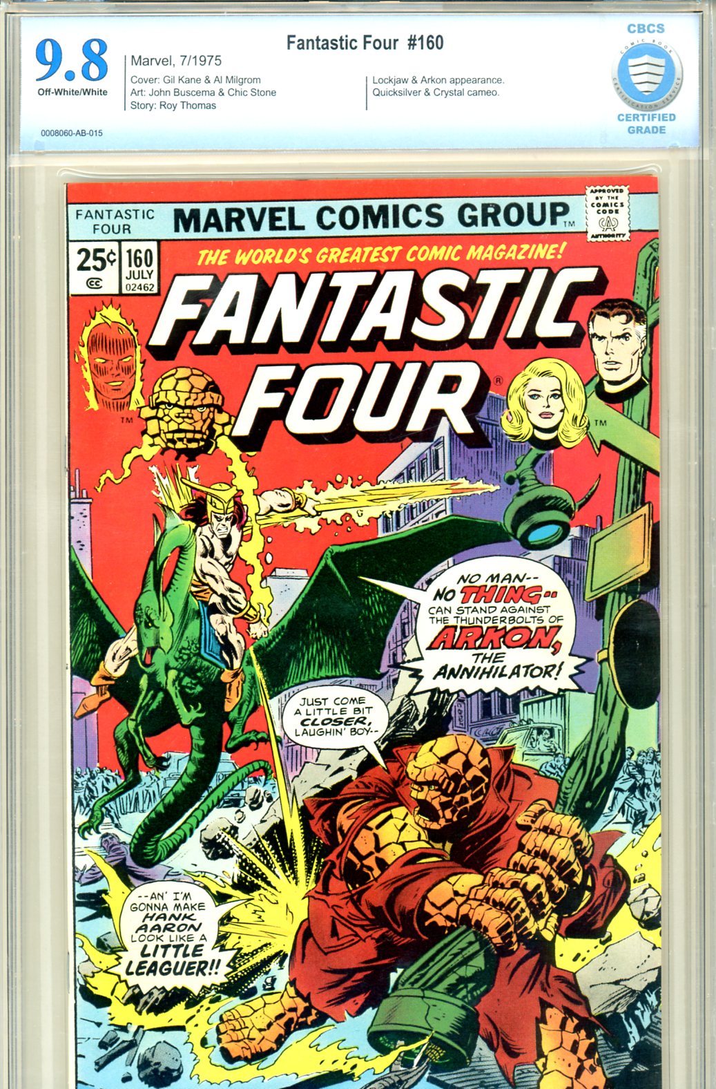 Fantastic Four #160 CBCS 9.8 ow/w