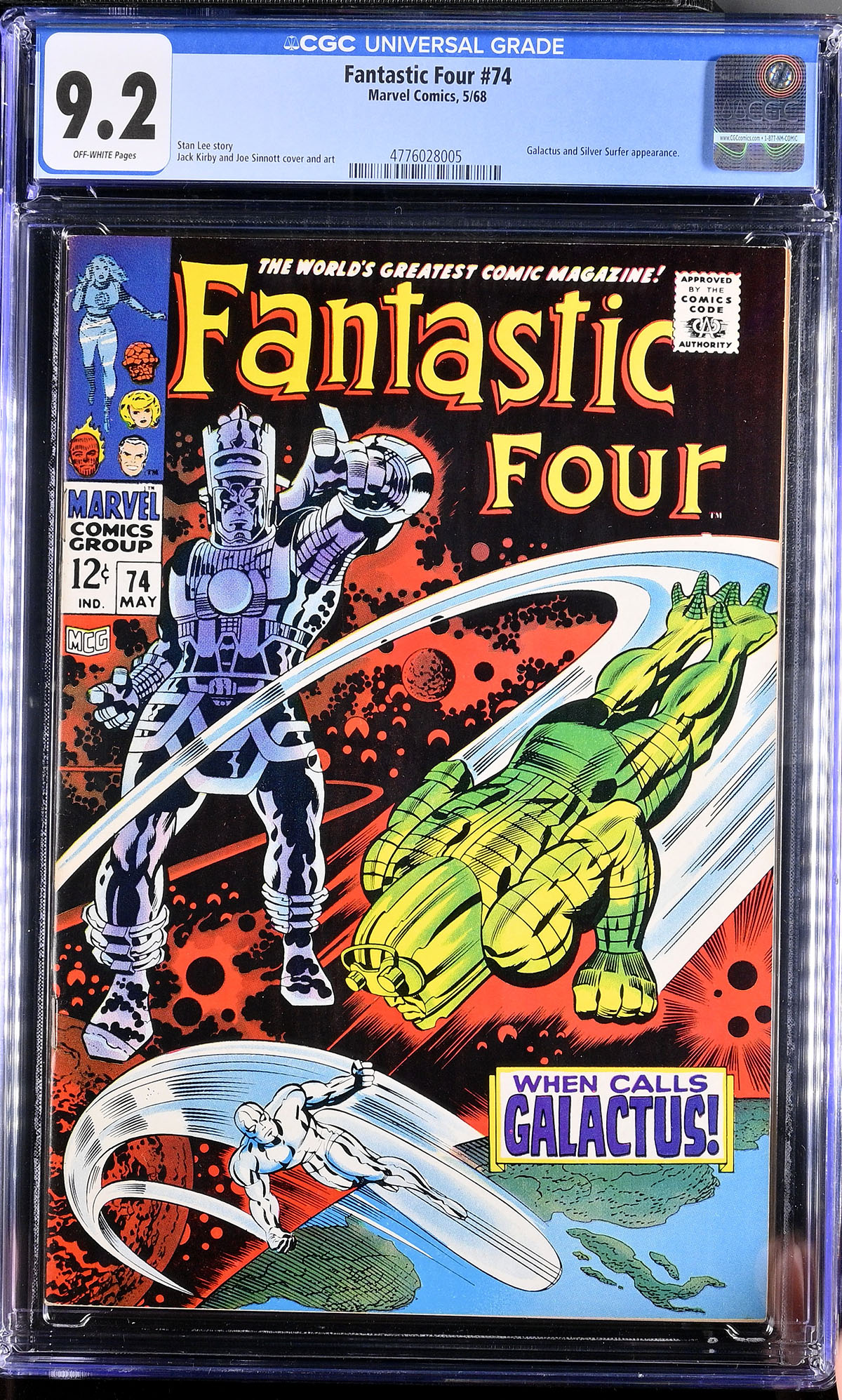 Fantastic Four #74 CGC 9.2 cr/ow