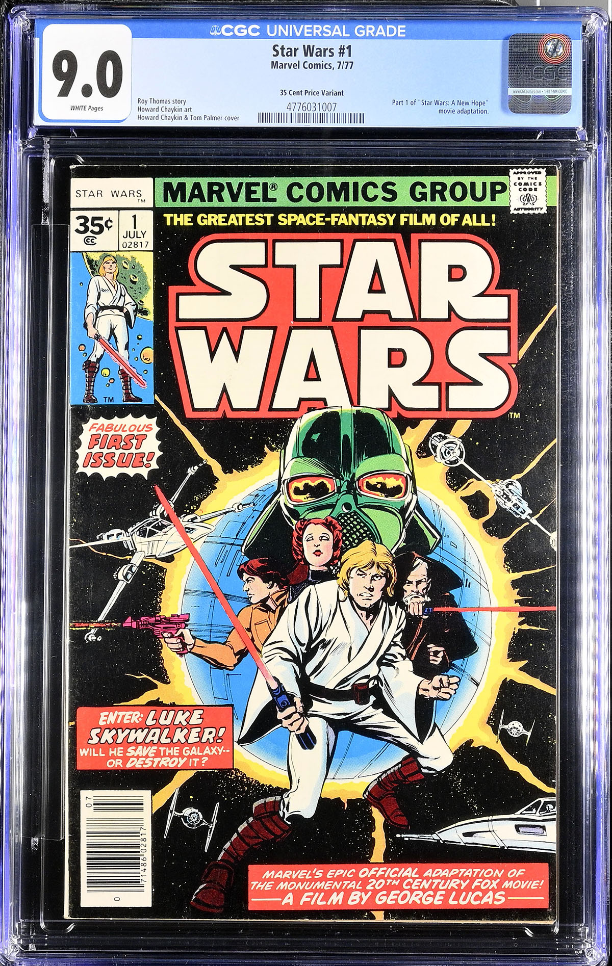 Star Wars #1 CGC 9.0 w 35 Cent Price Variant