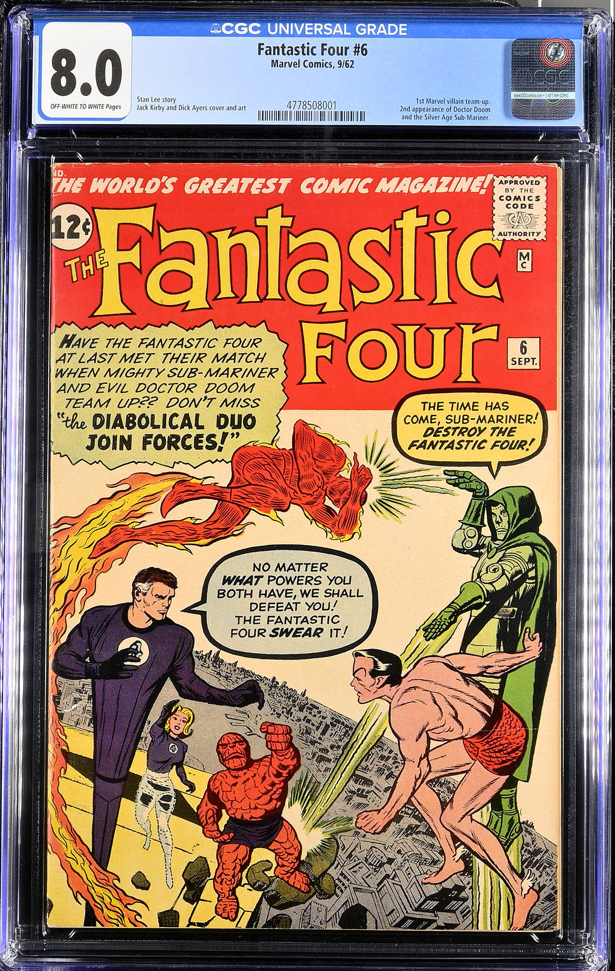 Fantastic Four #6 CGC 8.0 ow/w