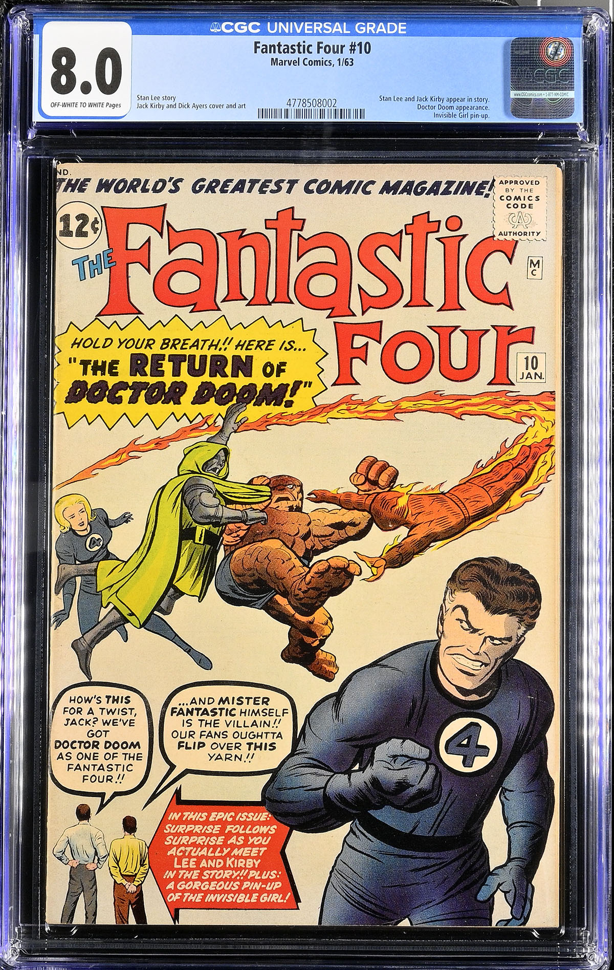 Fantastic Four #10 CGC 8.0 ow/w