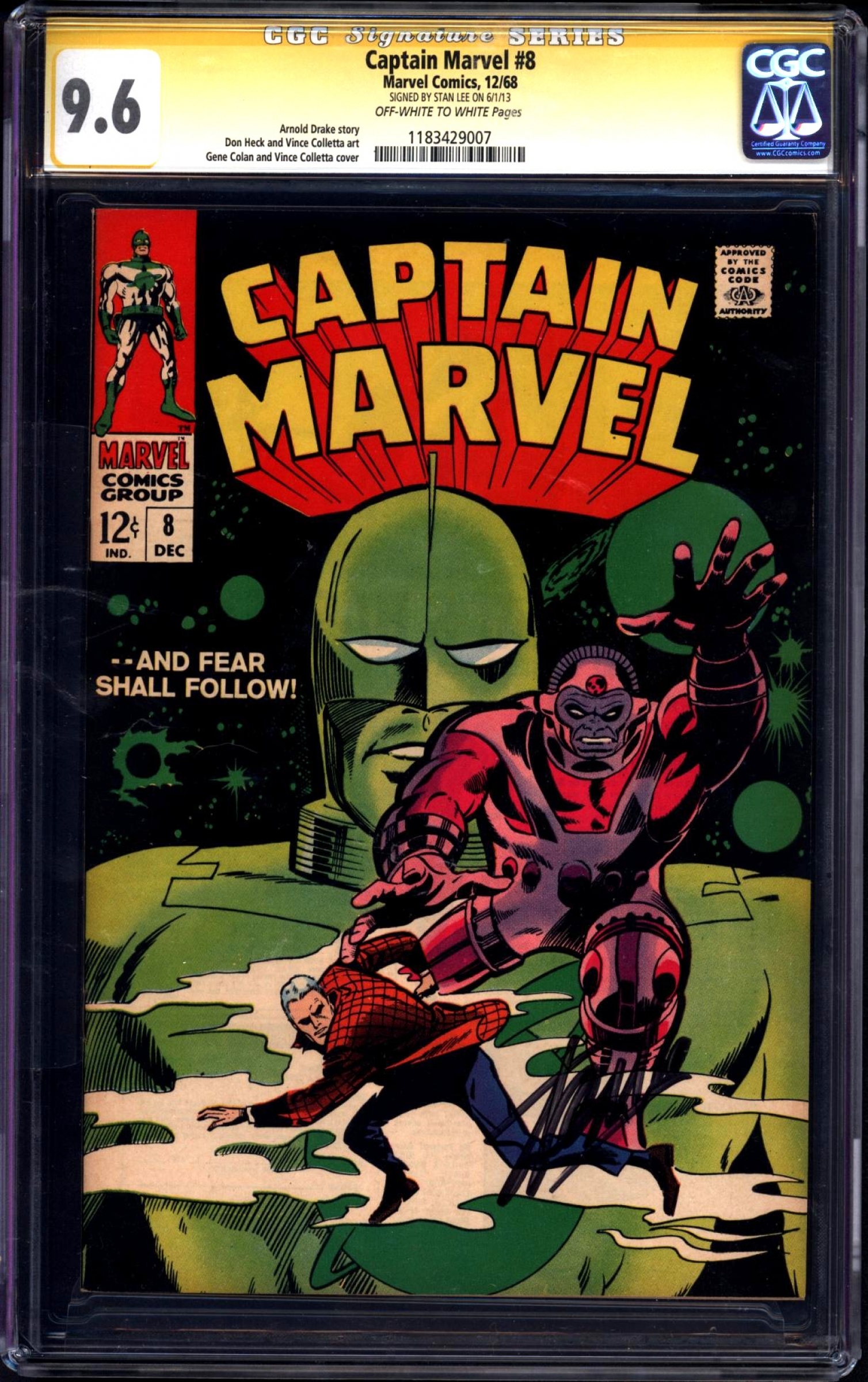 Captain Marvel #8 CGC 9.6 ow/w CGC Signature SERIES