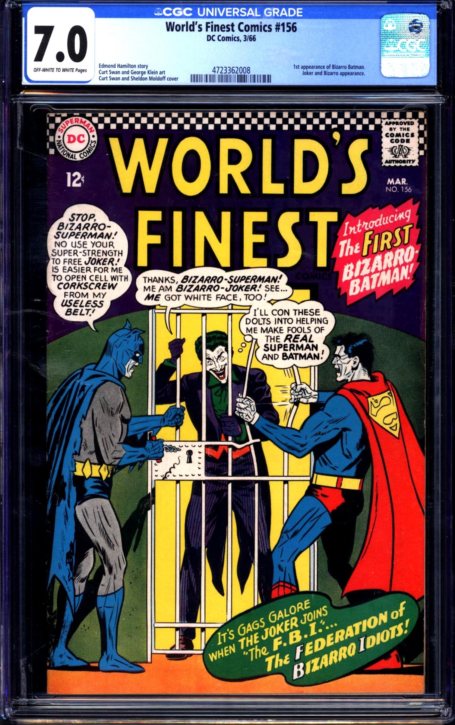 World's Finest Comics #156 CGC 7.0 ow/w