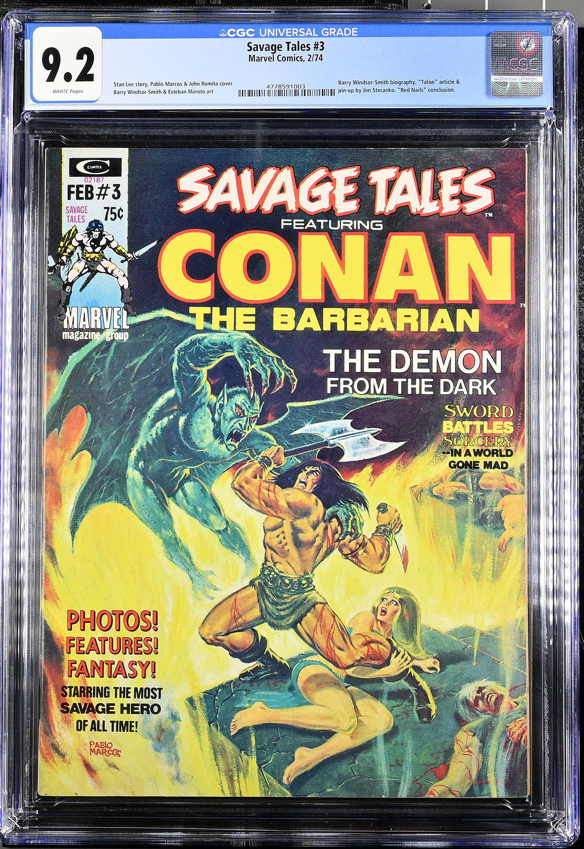 Savage Tales #3 CGC 9.2 w