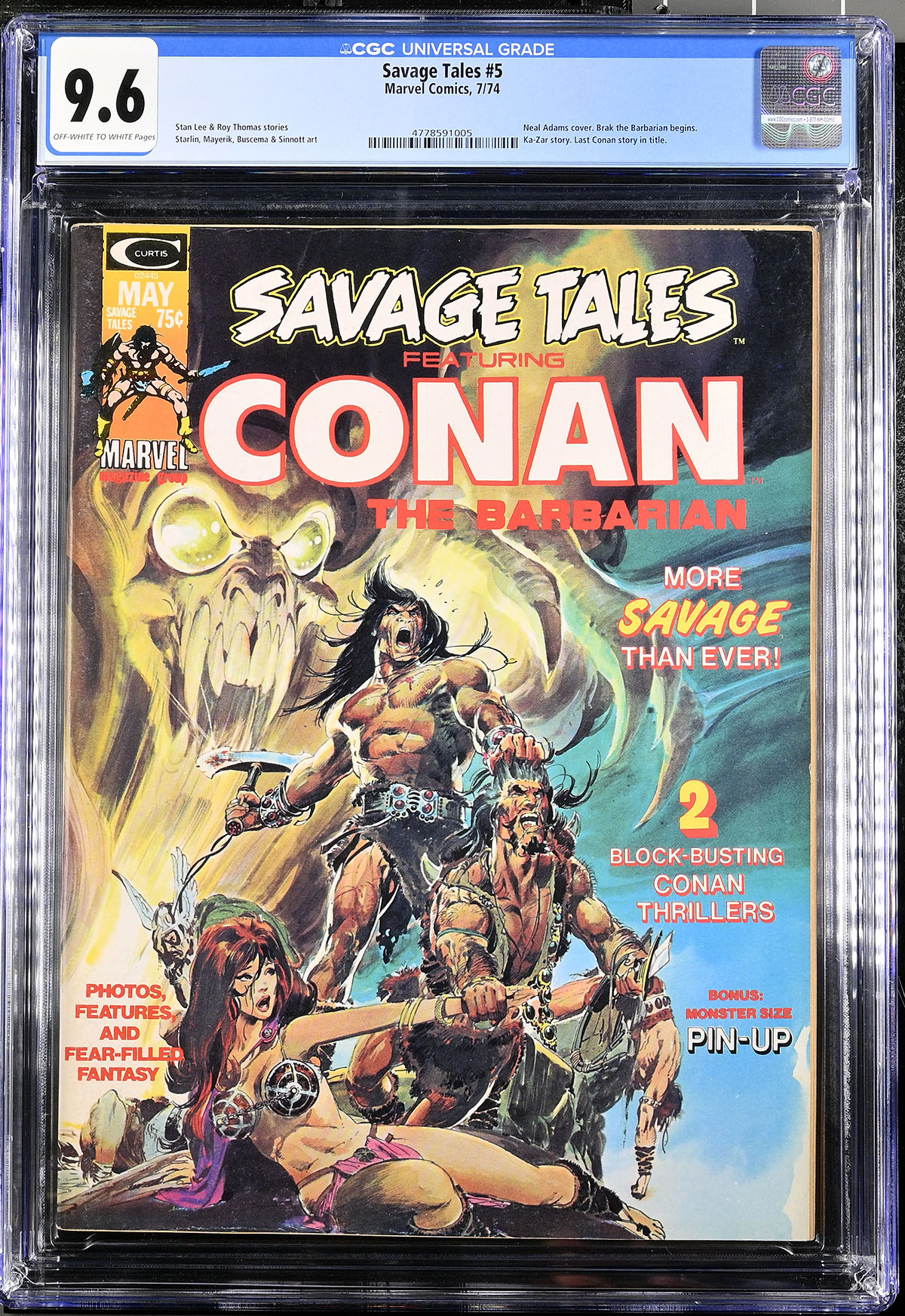 Savage Tales #5 CGC 9.6 ow/w