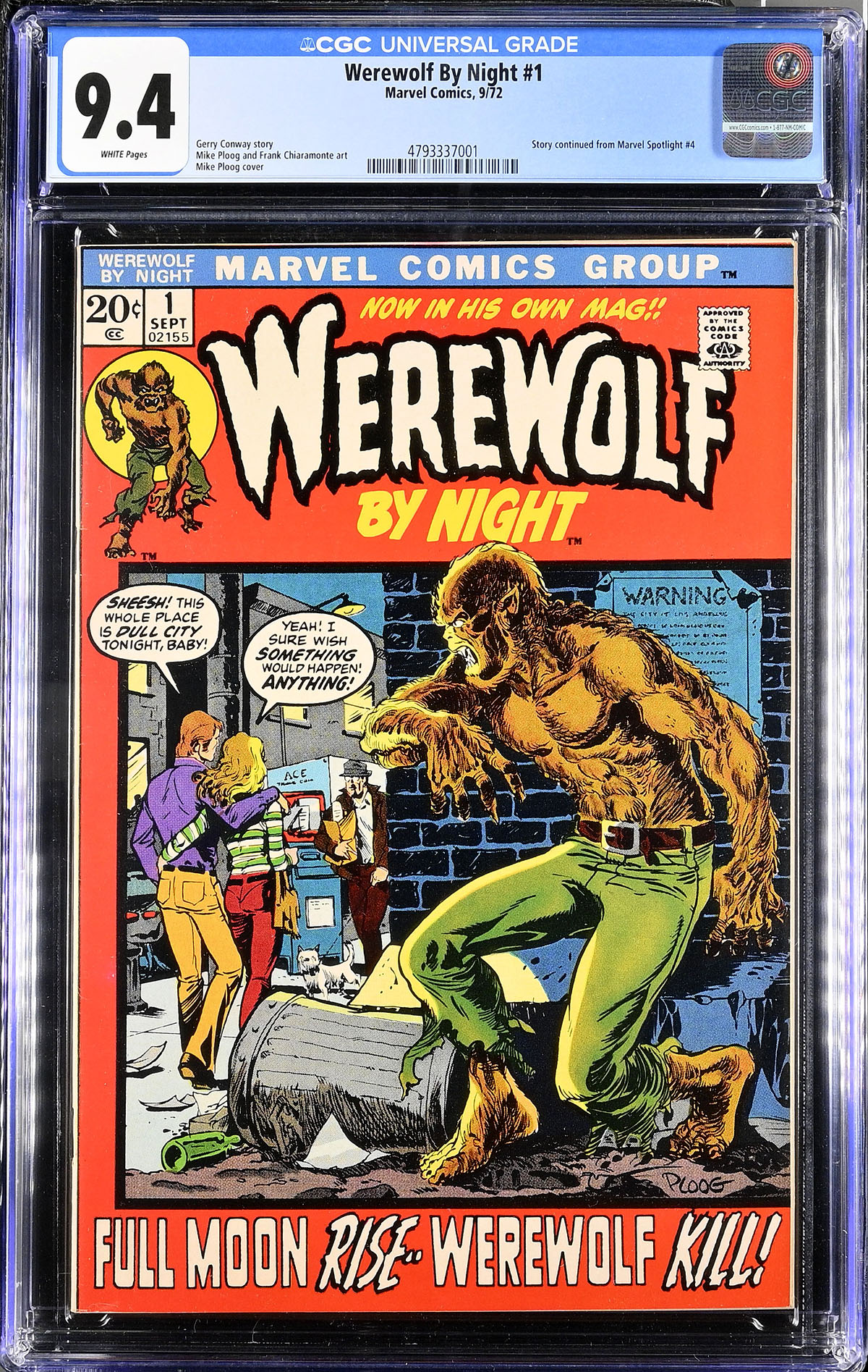 Werewolf By Night #1 CGC 9.4 w