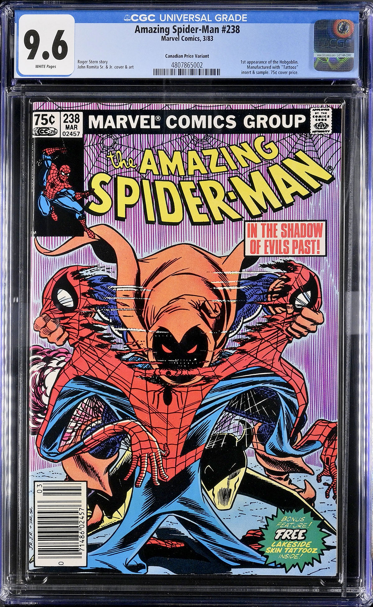 Amazing Spider-Man #238 CGC 9.6 w Canadian Price Variant