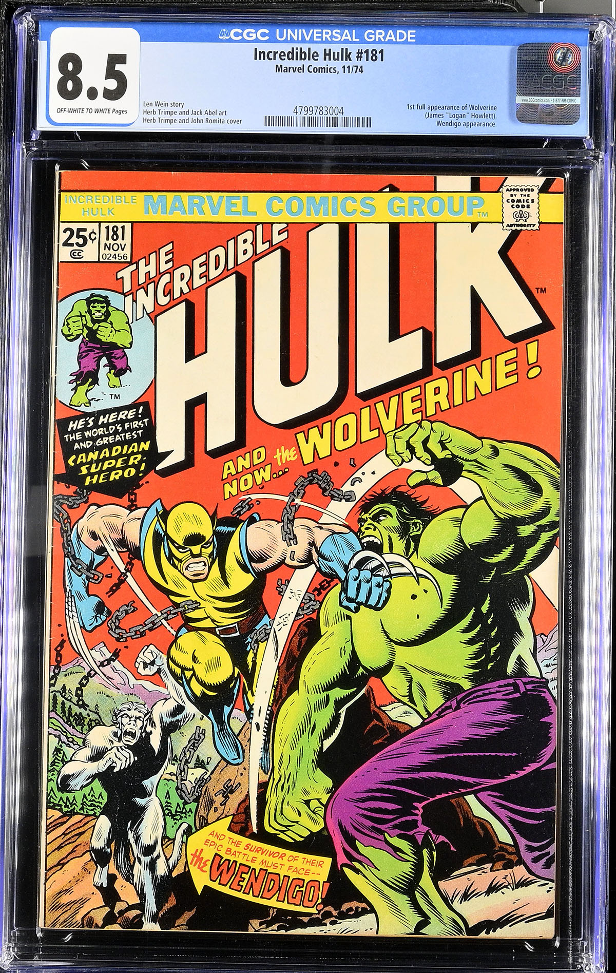 Incredible Hulk #181 CGC 8.5 ow/w