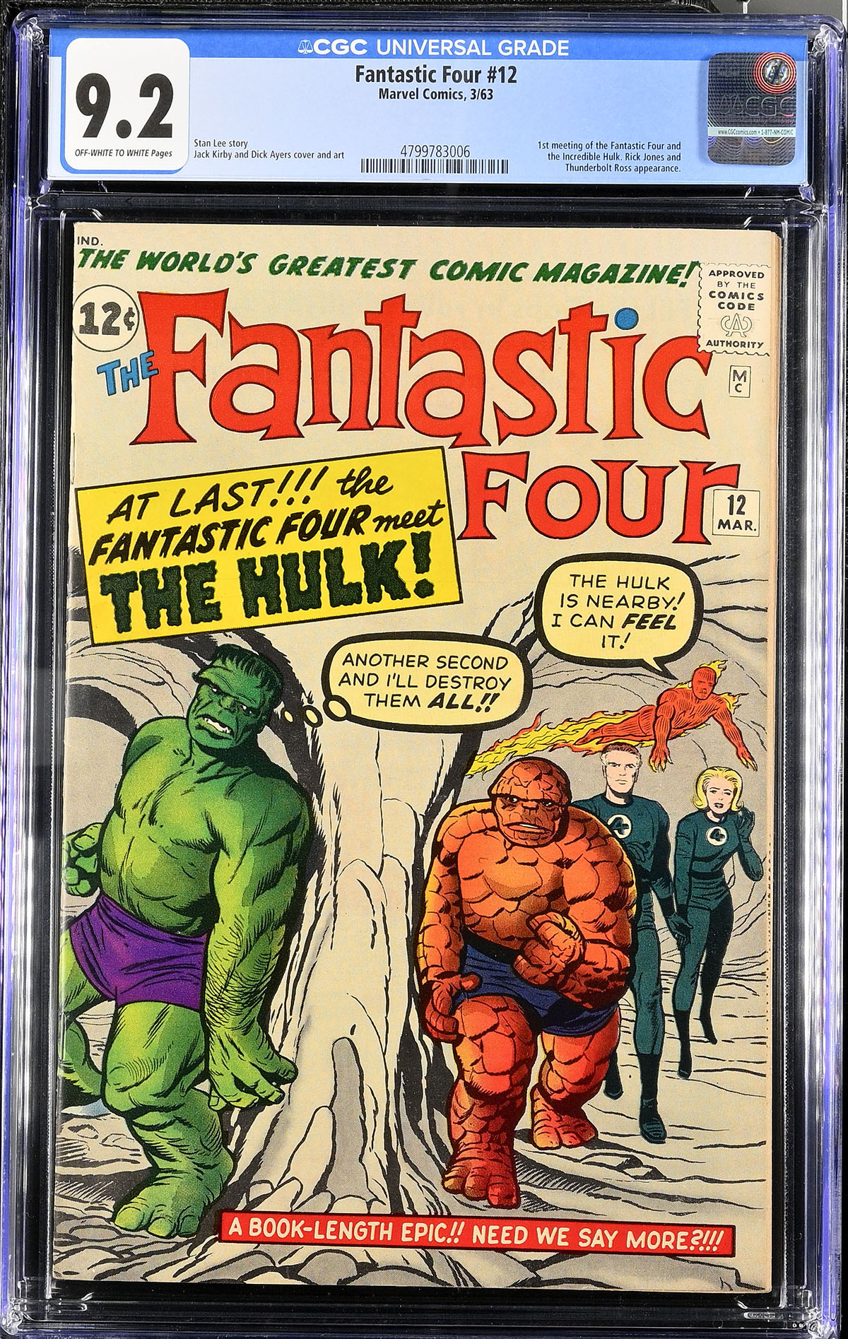 Fantastic Four #12 CGC 9.2 ow/w