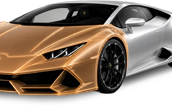 Bronze package: front bumper, hood and front fenders highlighted
