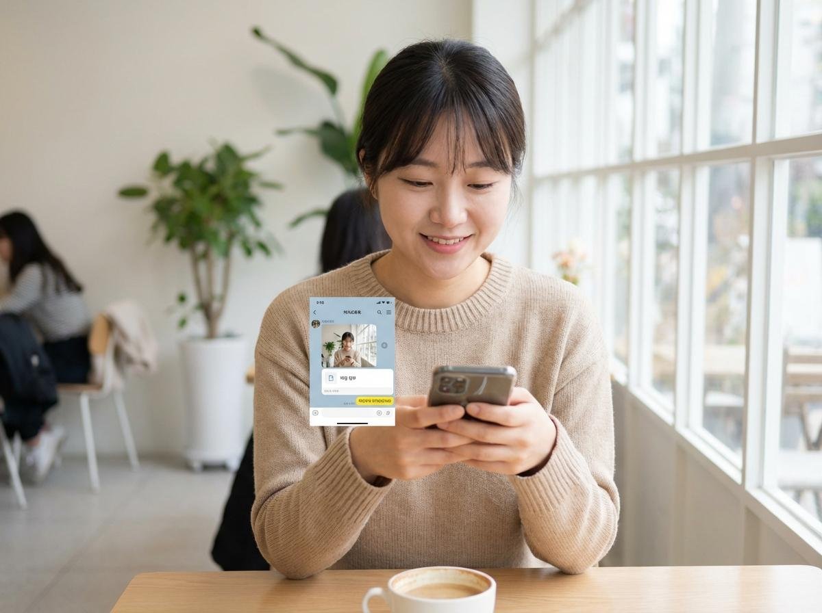 카카오 알림톡으로 이미지와 파일이 포함된 메시지를 받는 모습