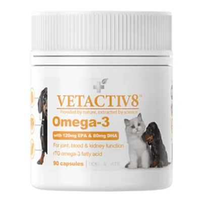Viên Uống VetActiv8 Cho Cún & Mèo Bổ Sung Omega 3 Hộp 90 Viên