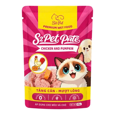 Pate S2PET Cho Mèo & Cún Vị Gà Bí Ngô Gói 85g