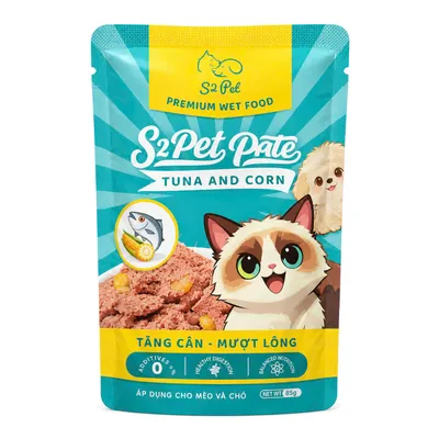 Pate S2PET Cho Mèo & Cún Vị Cá Ngừ Ngô Gói 85g