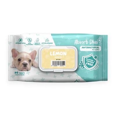 Khăn Ướt Absorb Plus Cho Cún Than Hoạt Tính Hương Chanh Vàng 80 Tờ Size 15x20 cm