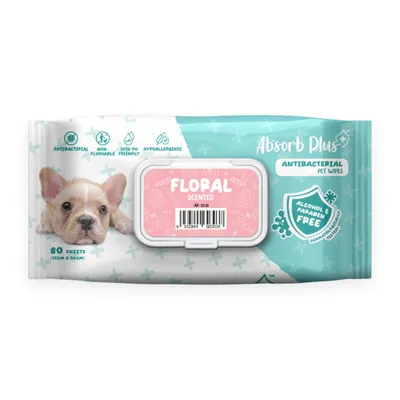 Khăn Ướt Absorb Plus Cho Cún Than Hoạt Tính Hương Hoa Hồng 80 Tờ Size 15x20 cm
