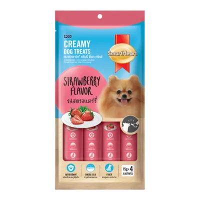 Súp Thưởng SmartHeart Cho Cún Creamy Vị Gà & Dâu Tây Gói (4X15g) Gói 60g