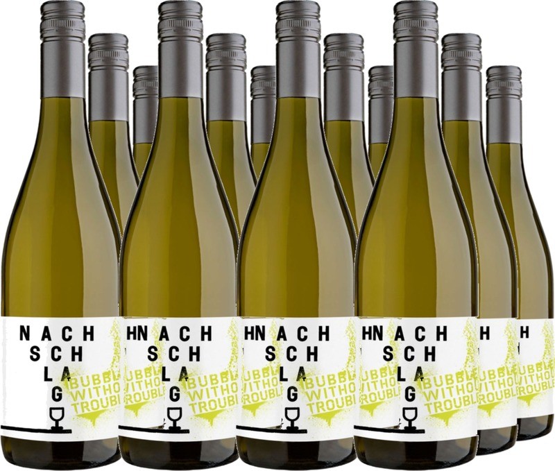 12er Vorteilspaket Stahl Nachschlag »Bubbles without Troubles!« Traubensecco alkoholfrei