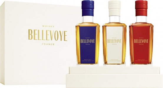 Bellevoye Trio 3x0,2l Whisky aus Frankreich Je 1x0,2l Bleu + Blanc 40%vol, Rouge 43%vol  Les Bienheureux 