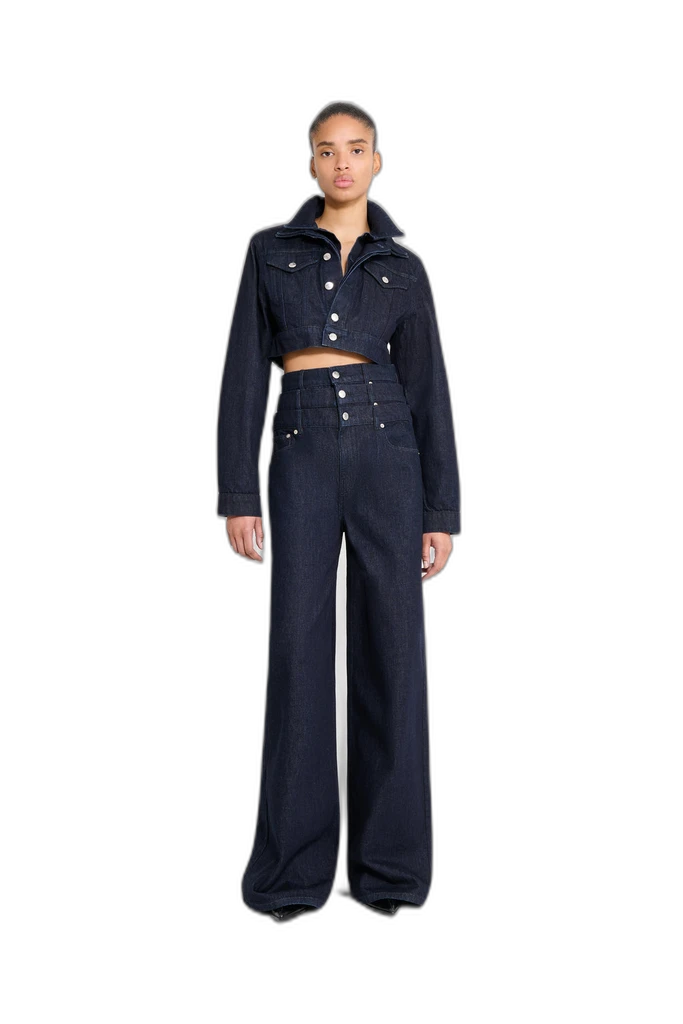 MULTI-LAYERED CROPPED DENIM JACKET