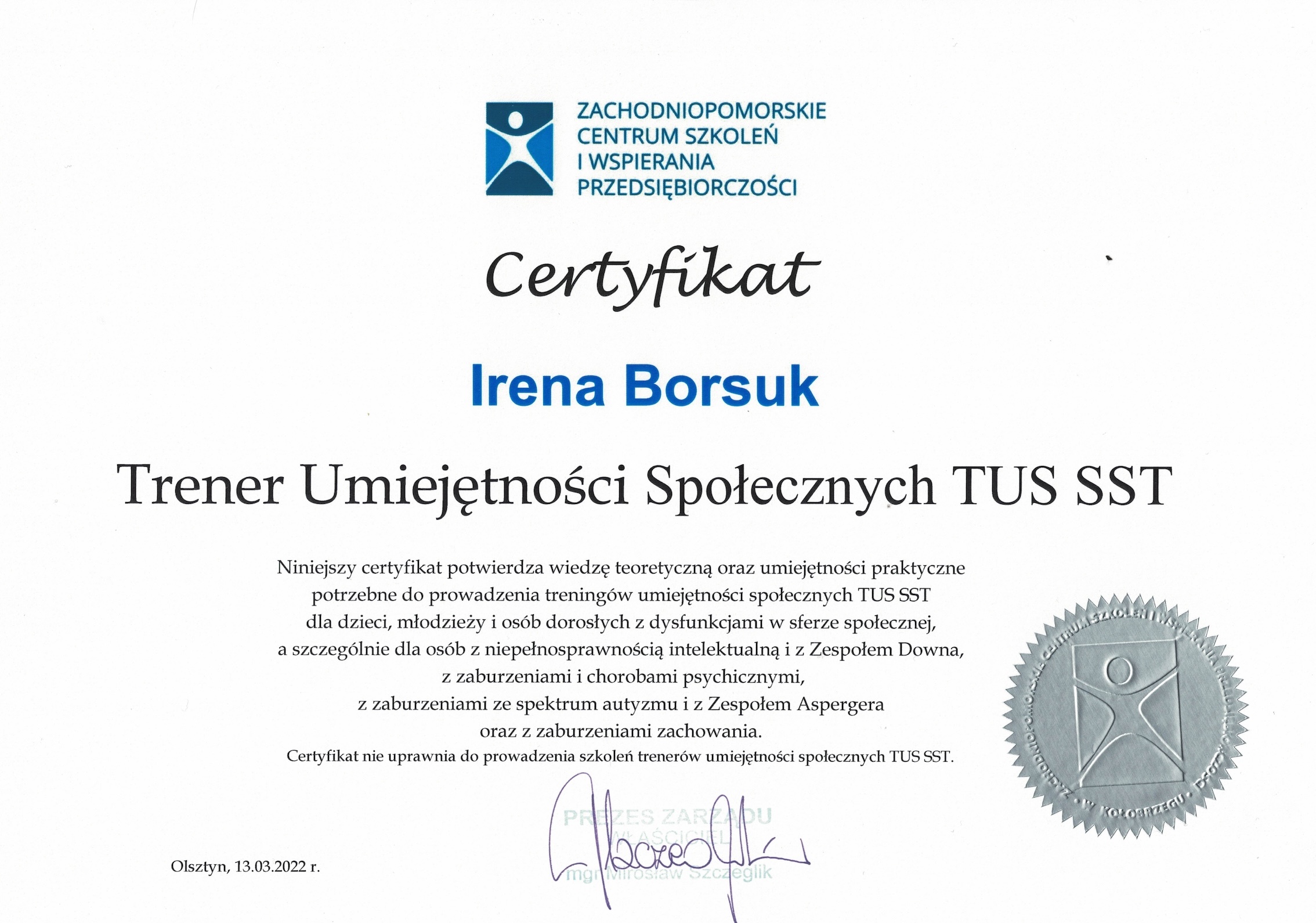 Trener umiejętności społecznych TUS SST