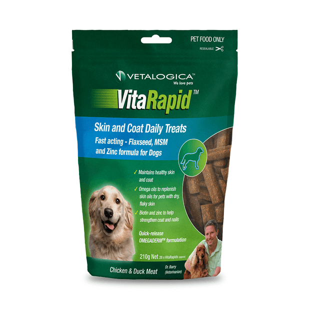 Vetalogica Vitarapid Dog Treats Skin And Coat 210g