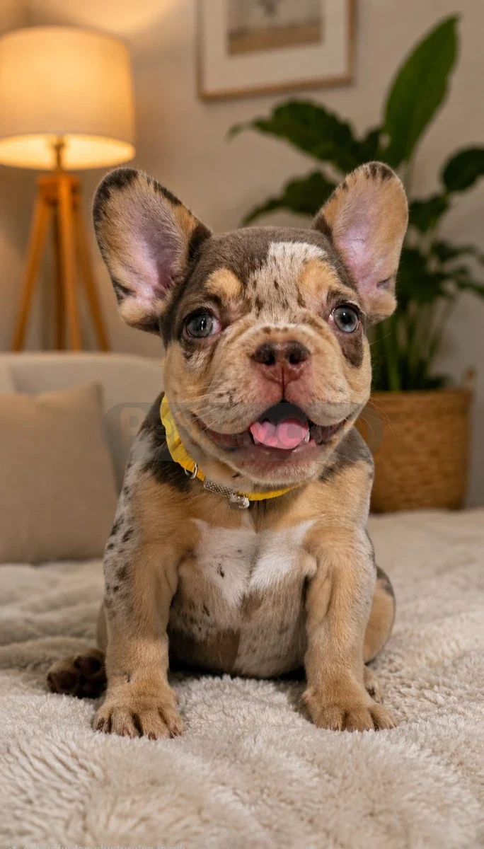 New Shade Rojo Merle and Tan Fluffy Carrier Dişi Yavrumuz - French Bulldog İzmir