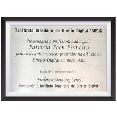 Homenagem do Instituto Brasileiro de Direito Digital