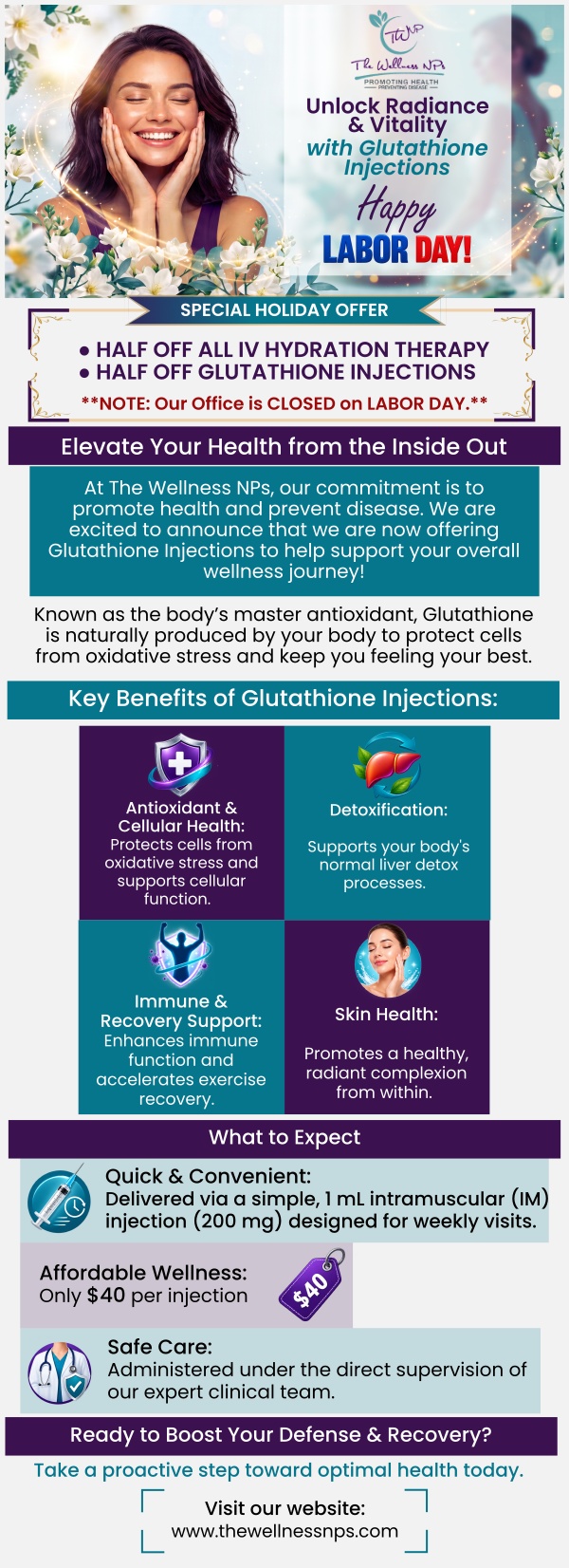 Unlock Radiance & Vitality with Glutathione Injections at The Wellness NPs!