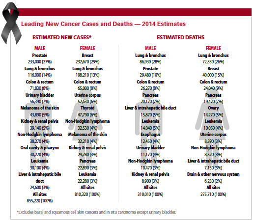 Leading New Cancer Cases and Deaths