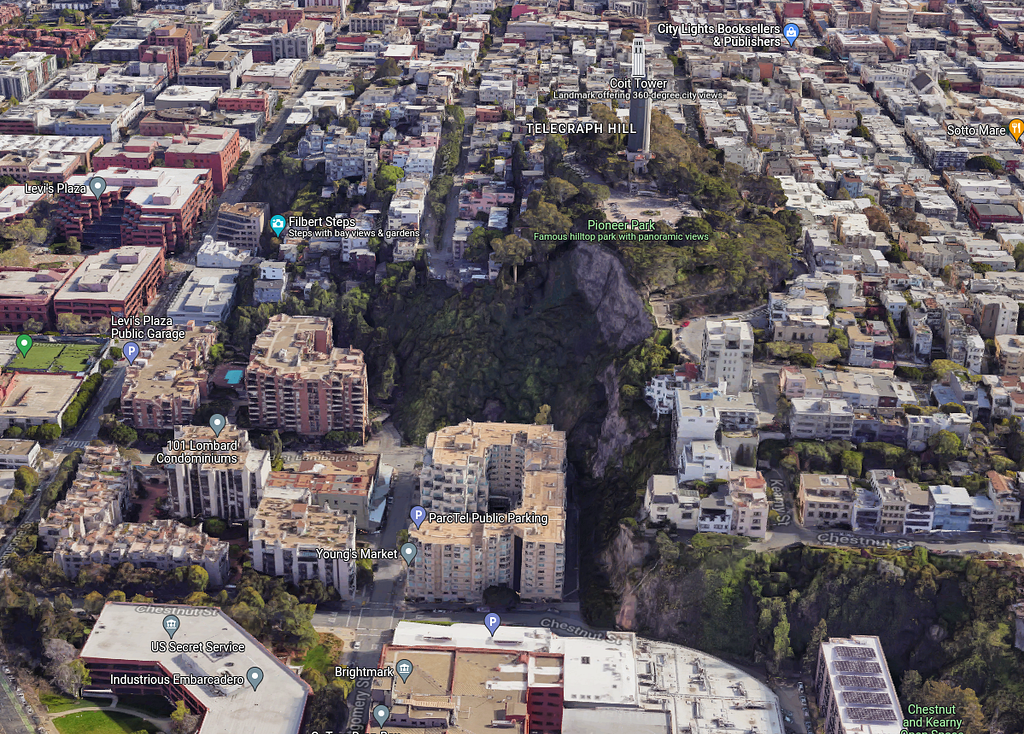 Google Maps screenshot of Telegraph Hill