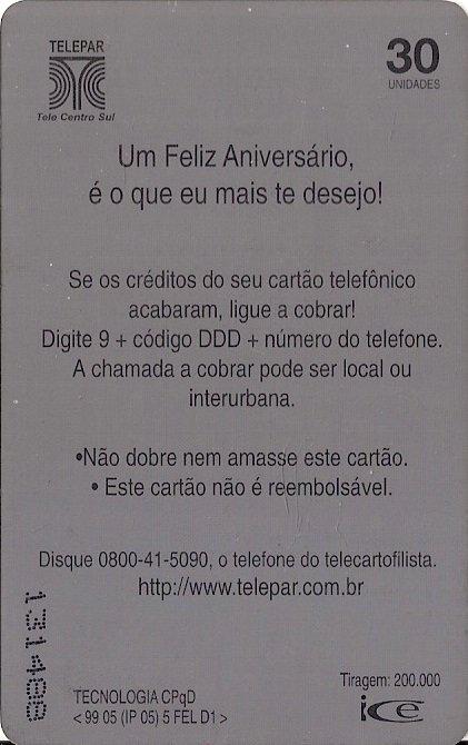 Coin Feliz Aniversário-011 - Conmemorativas Varias Logo Telepar-Brasil Telecom PR 05 Paraná Telepar Brasil undefined