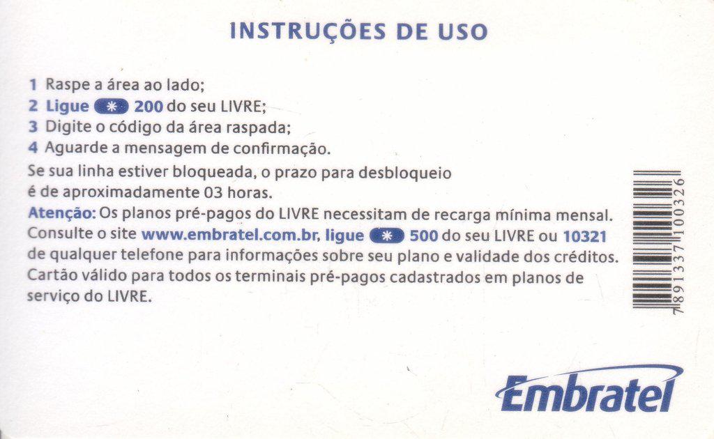 Coin Livre - Recarga de R 15 - Modelo-Livre-Embratel Brasil undefined