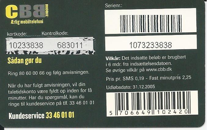 Coin Tank Op Kort-CBB Mobil - Mobile Refill-Mobile Denmark Dinamarca undefined
