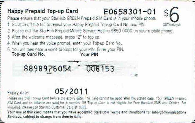 Coin Prepaid Top-up happy-Green Top-up Card-StarHub Singapura undefined