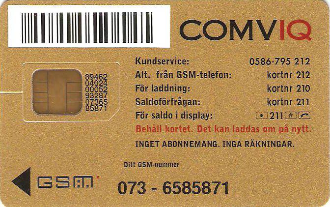 Coin Comviq Kontant - Dog With Barcode-Comviq - GSM SIM-Mobile Sweden Suécia undefined